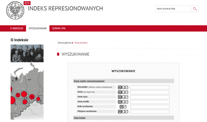 indeks represjonowanych